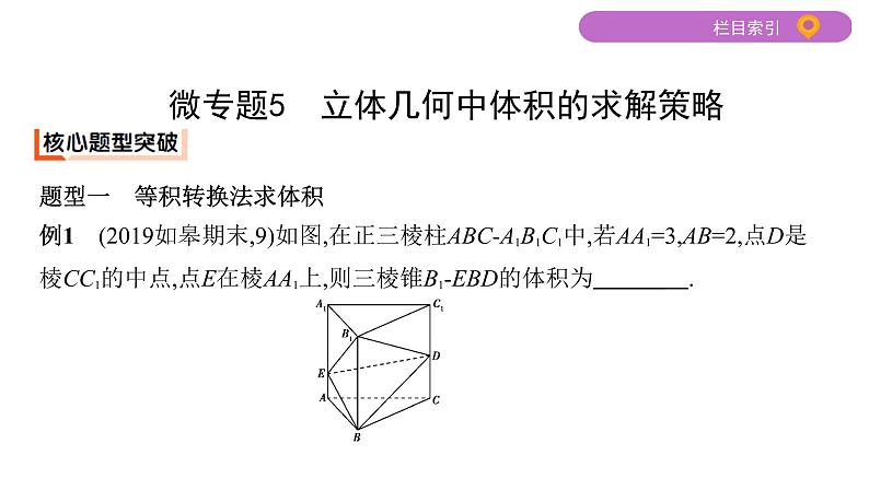 2020届二轮复习微专题5　立体几何中体积的求解策略课件（21张）（江苏专用）02