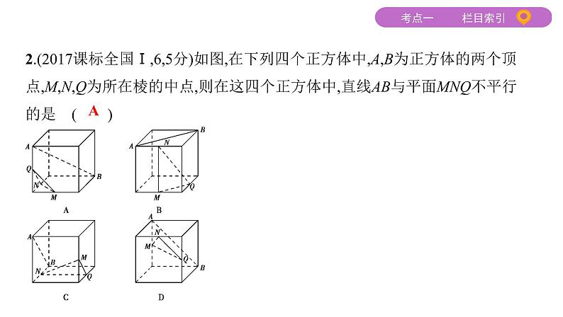2020届二轮复习（文）专题三第2讲　空间点、直线、平面之间的位置关系课件（75张）04