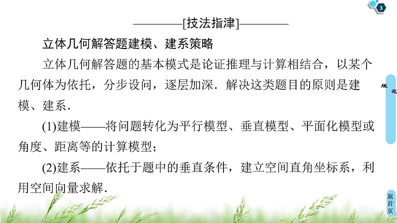 2020届二轮复习(理)第2部分专题4解密高考④　立体几何问题重在“建”——建模、建系课件（20张）03