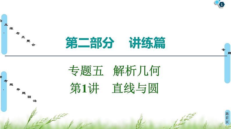 2020届二轮复习(理)第2部分专题5第1讲　直线与圆课件（49张）01