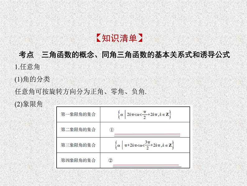 2020届二轮复习　三角函数的概念、同角角函数的基本关系式和诱导公式课件（全国通用）02