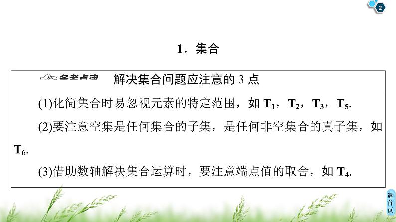 2020届二轮复习(文)第1部分主题1集合、常用逻辑用语、算法课件（29张）第2页