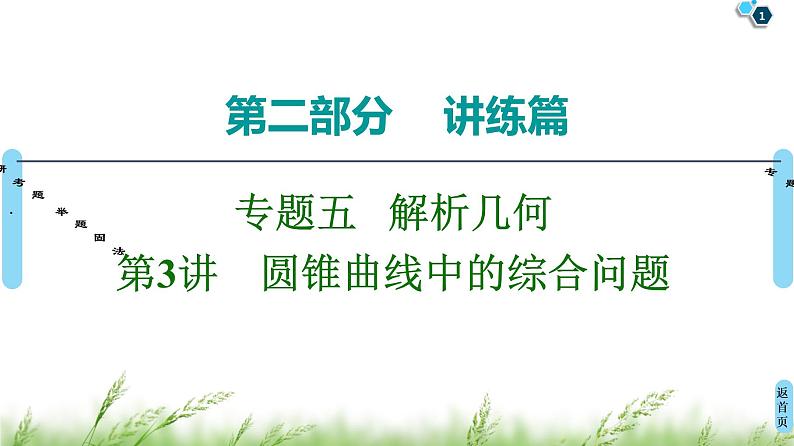 2020届二轮复习(文)第2部分专题5第3讲　圆锥曲线中的综合问题课件（88张）01