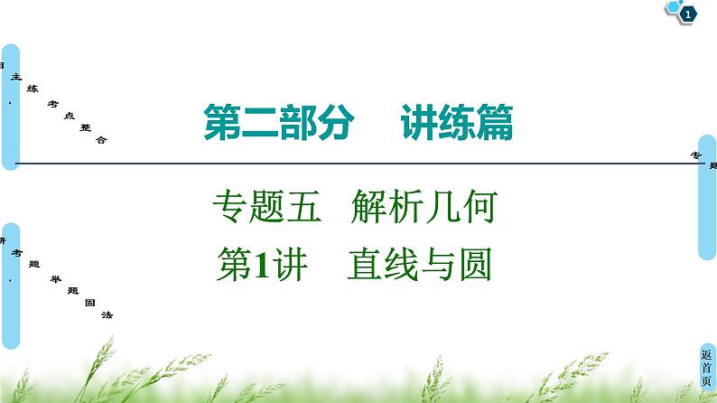 2020届二轮复习(文)第2部分专题5第1讲　直线与圆课件（58张）01