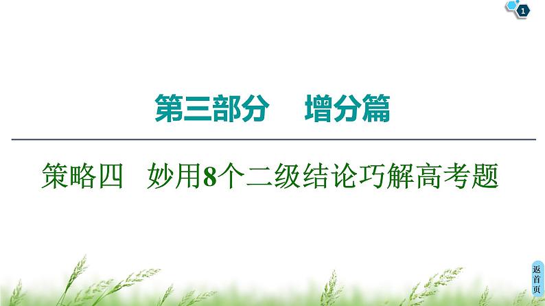 2020届二轮复习(文)第3部分策略4妙用8个二级结论巧解高考题课件（49张）第1页