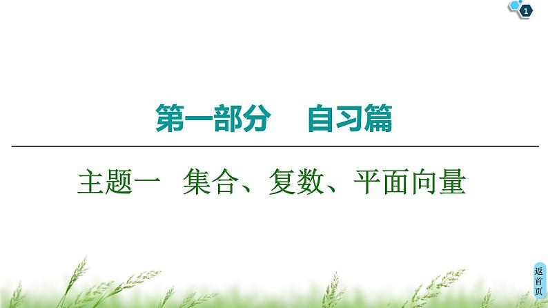 2020届二轮复习(理)第1部分主题1集合、复数、平面向量课件（24张）第1页