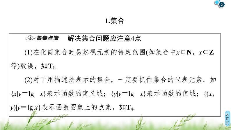 2020届二轮复习(理)第1部分主题1集合、复数、平面向量课件（24张）第2页