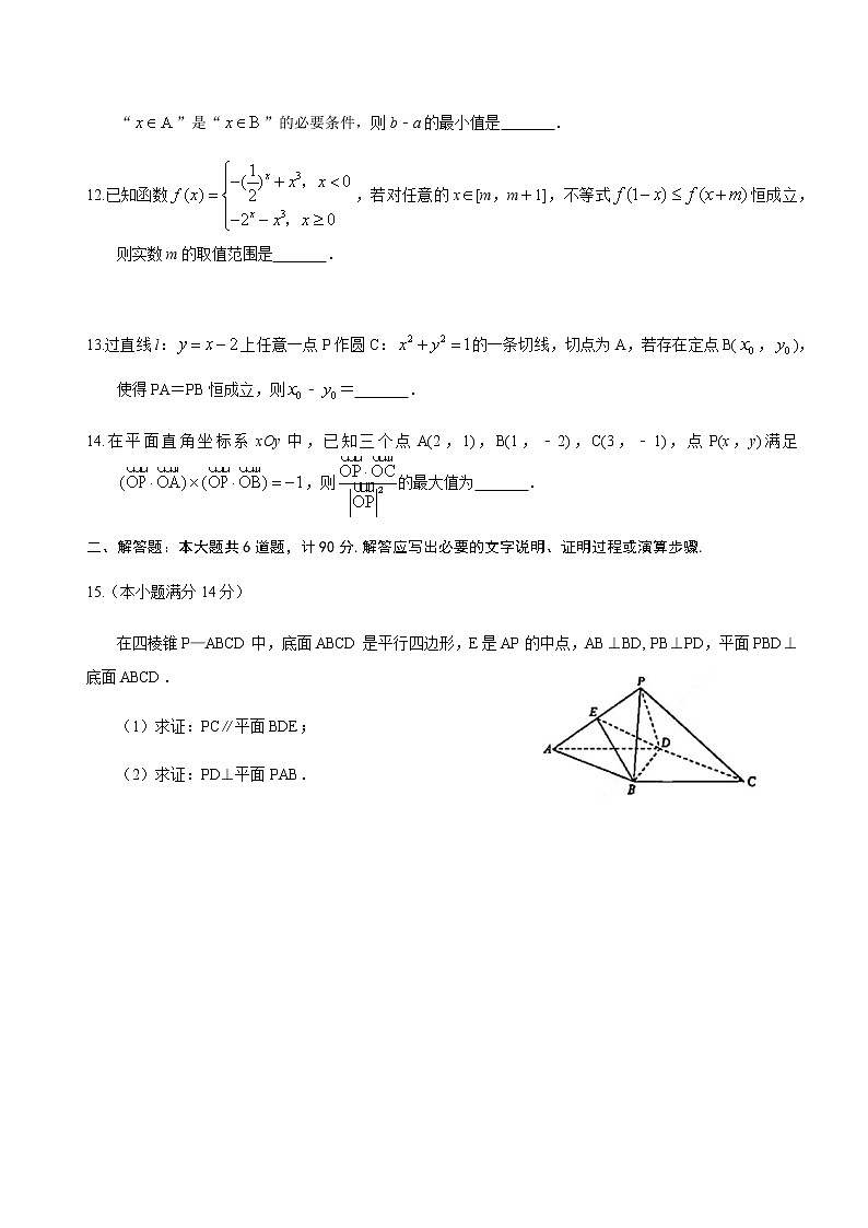 江苏省镇江市2020届高三年级第一次模拟考试数学试题精校版02