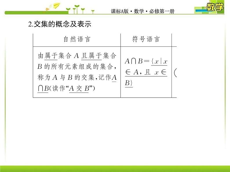 新人教A版必修第一册教学课件：1-3-1第1课时　并集与交集07