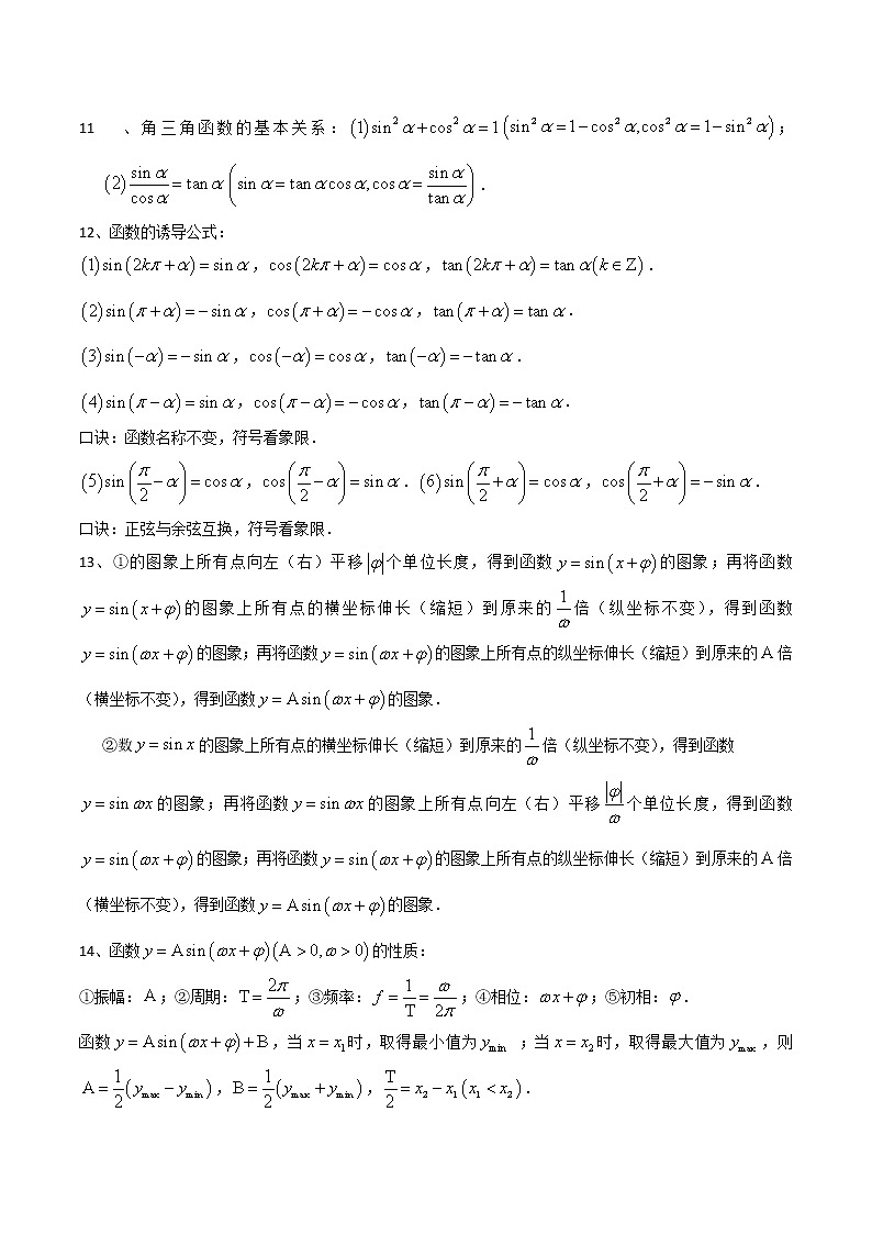 人教版高中数学必修4知识点总结02