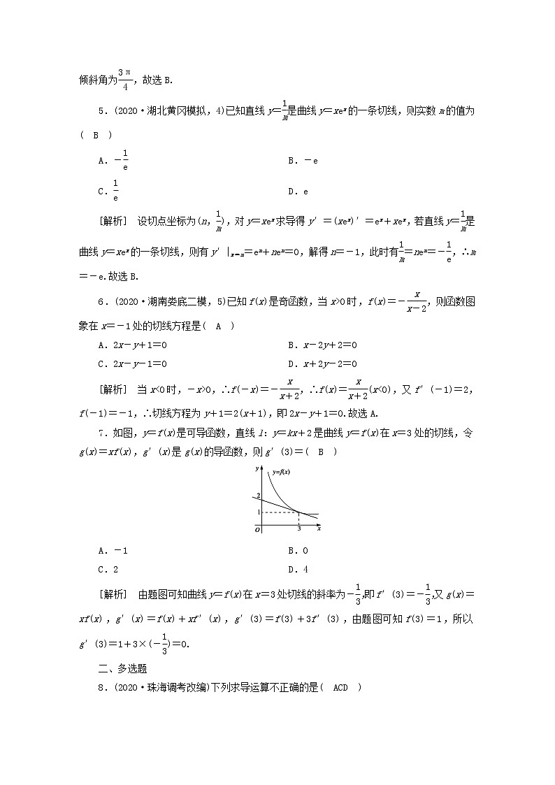 （山东专用）2021版高考数学一轮复习练案（14）第二章函数、导数及其应用第十一讲导数的概念及运算（含解析）02