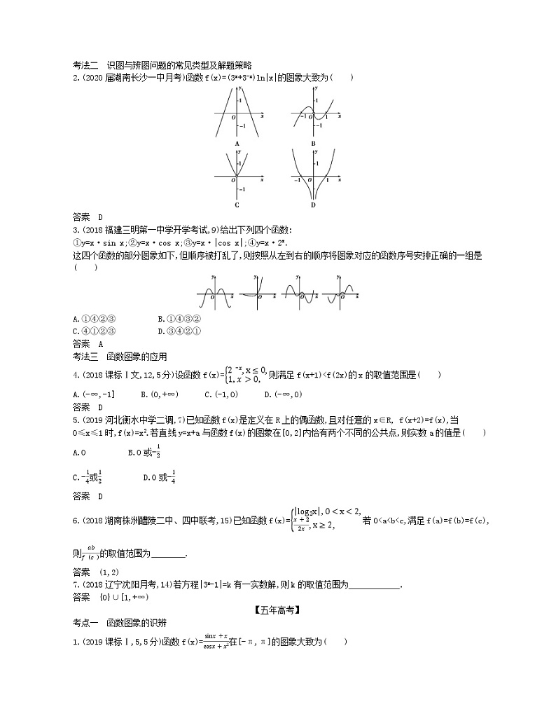 （浙江专用）2021届高考数学一轮复习专题三函数的概念、性质与基本初等函数3.6函数的图象试题（含解析）第3页