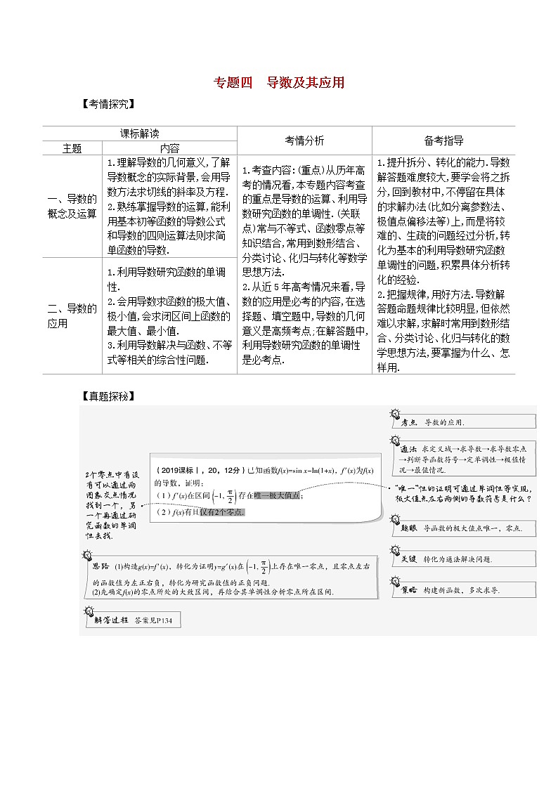 （浙江专用）2021届高考数学一轮复习专题四导数及其应用4.1导数的概念及运算试题（含解析）第1页