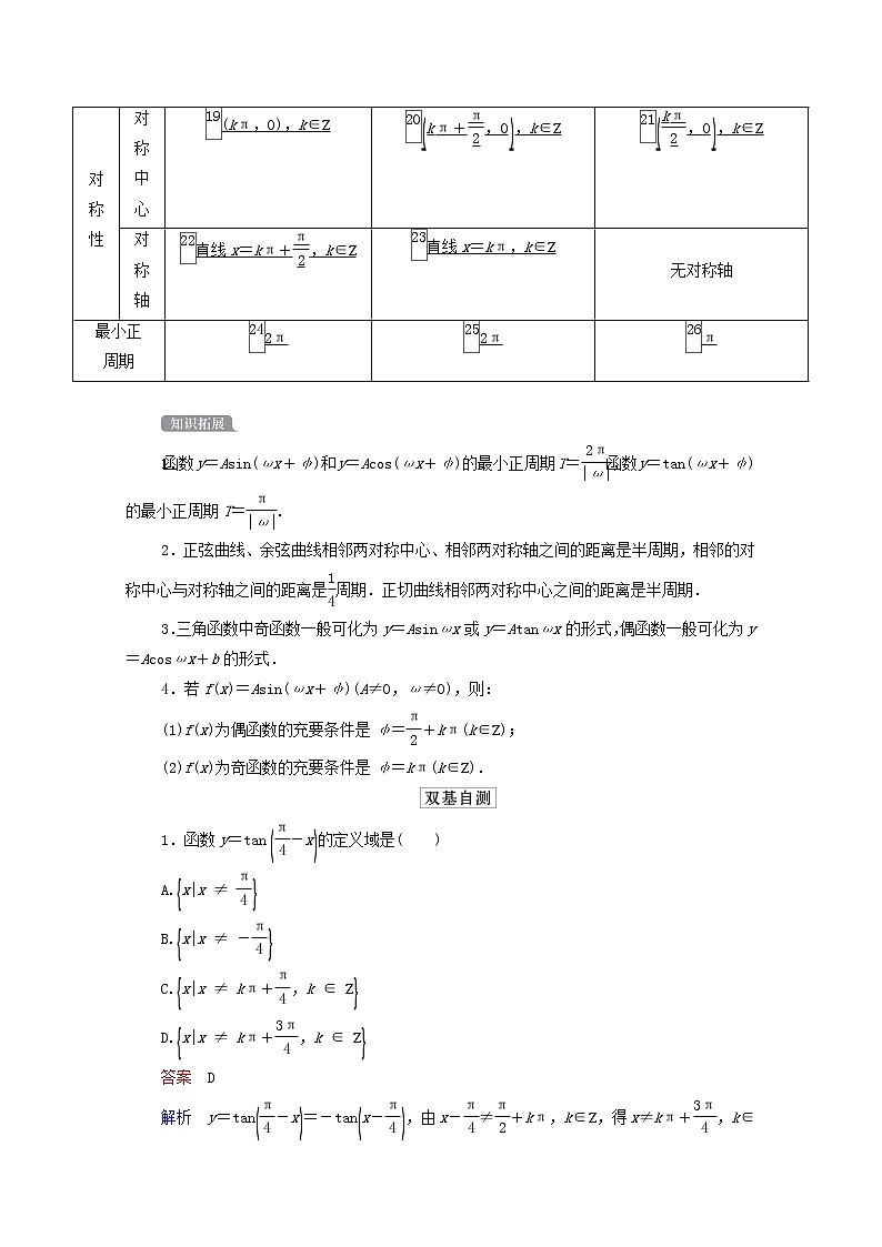 2021高考数学一轮复习统考第4章三角函数解三角形第3讲三角函数的图象与性质学案含解析北师大版第2页