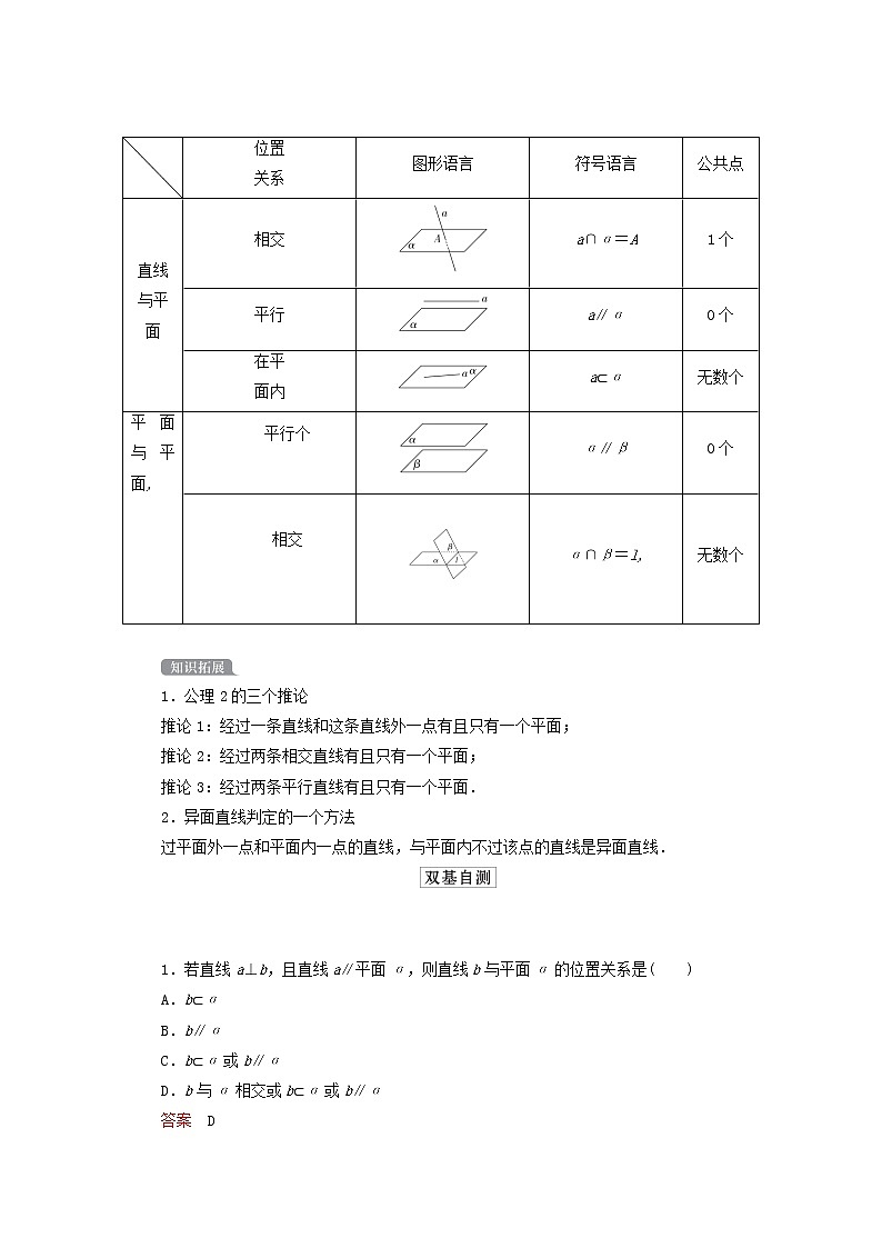 2021高考数学一轮复习统考第8章立体几何第3讲空间点直线平面之间的位置关系学案含解析北师大版第2页