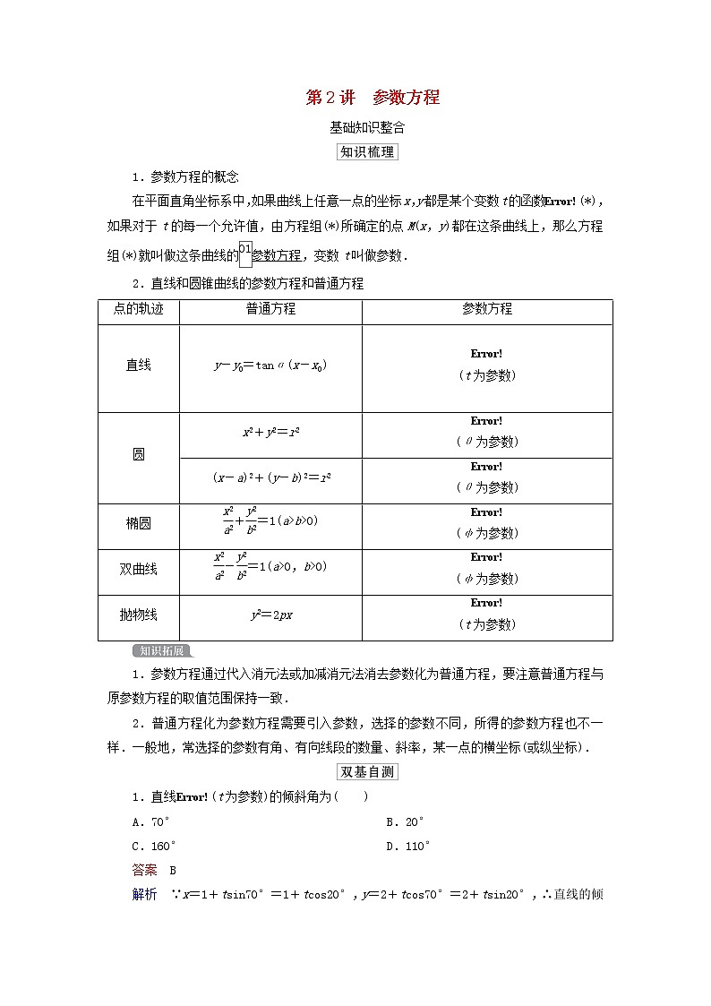 2021高考数学一轮复习统考选修4_4坐标系与参数方程课件试题（打包6套）北师大版选修4_401