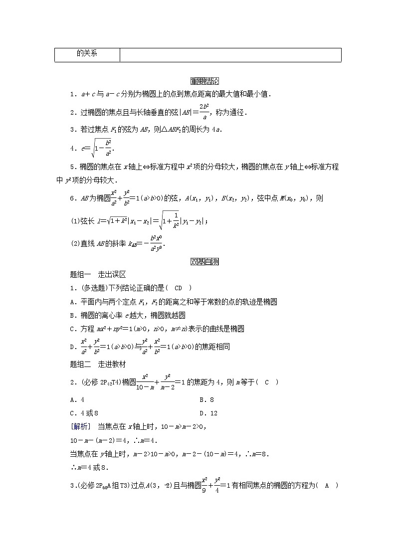 （山东专用）2021版高考数学一轮复习第八章解析几何第五讲椭圆学案（含解析）02
