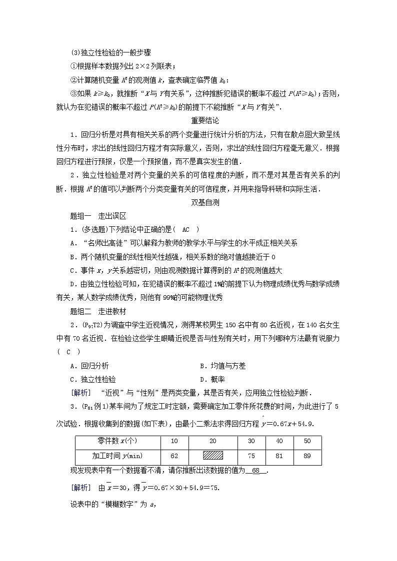 （山东专用）2021版高考数学一轮复习第十章统计、统计案例第三讲变量间的相关关系、统计案例学案（含解析）02