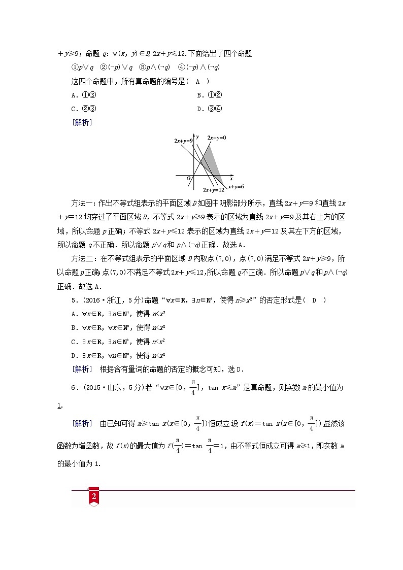 （山东专用）2021版高考数学一轮复习第一章集合与常用逻辑用语第三讲逻辑联结词、全称量词与存在量词学案（含解析）03
