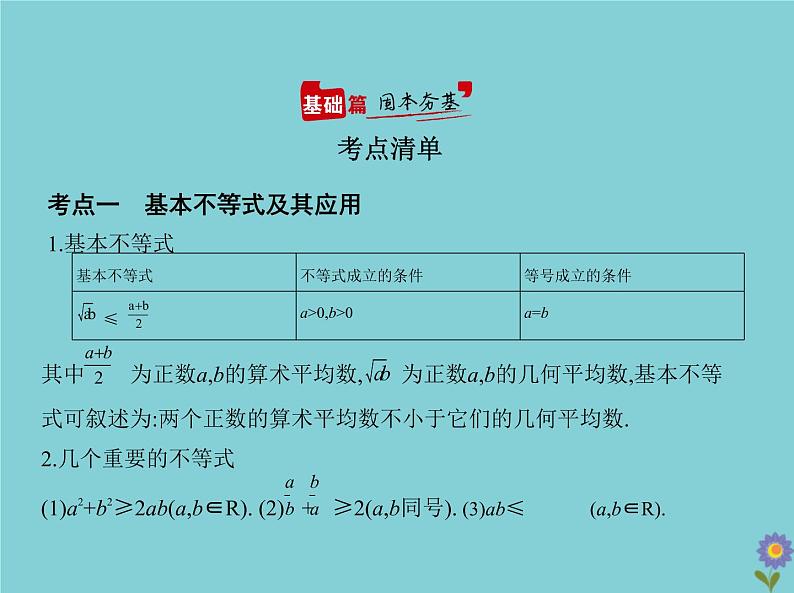 （浙江专用）2021届高考数学一轮复习第二章不等式2.2基本不等式与不等式的综合应用课件02