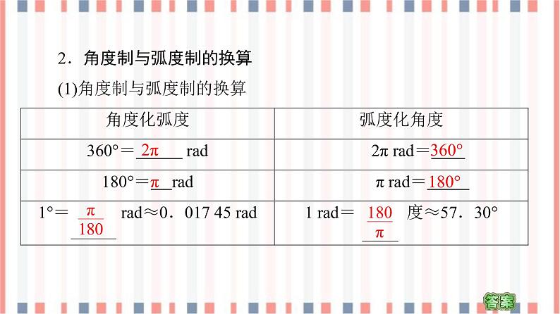 （新）苏教版高中数学必修第一册课件：第7章 7.1.2　弧度制07