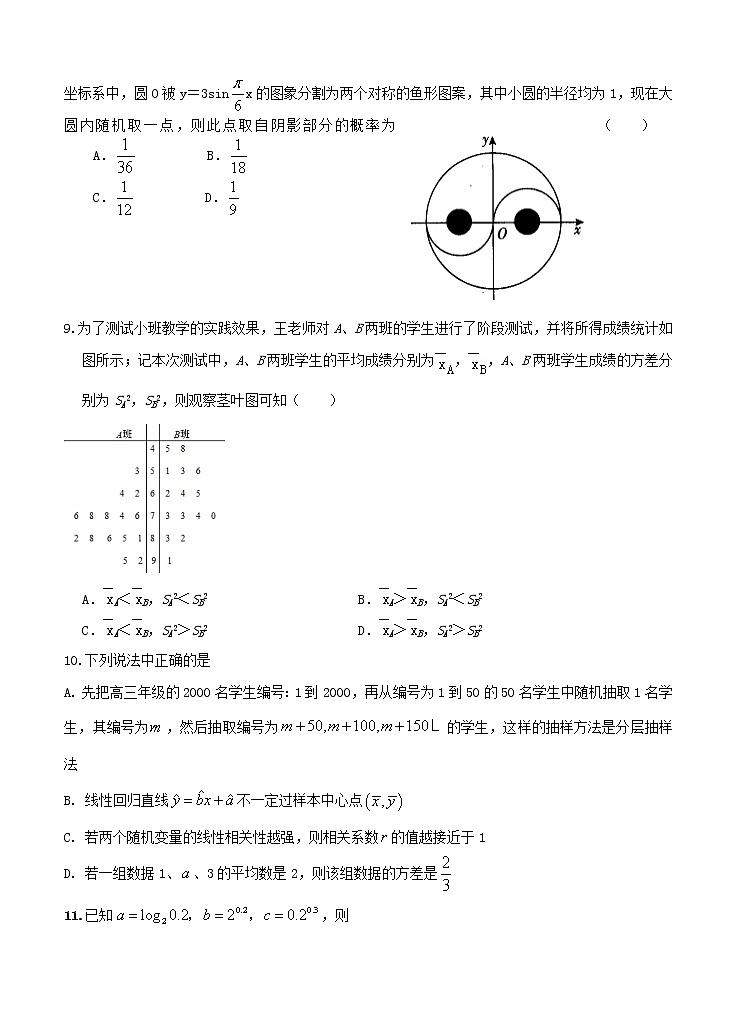 河南省信阳市罗山县2021届高三毕业班第一次调研 数学（文）（含答案） 试卷02