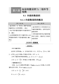 高中数学人教B版 (2019)必修 第三册8.1.1 向量数量积的概念优质学案设计