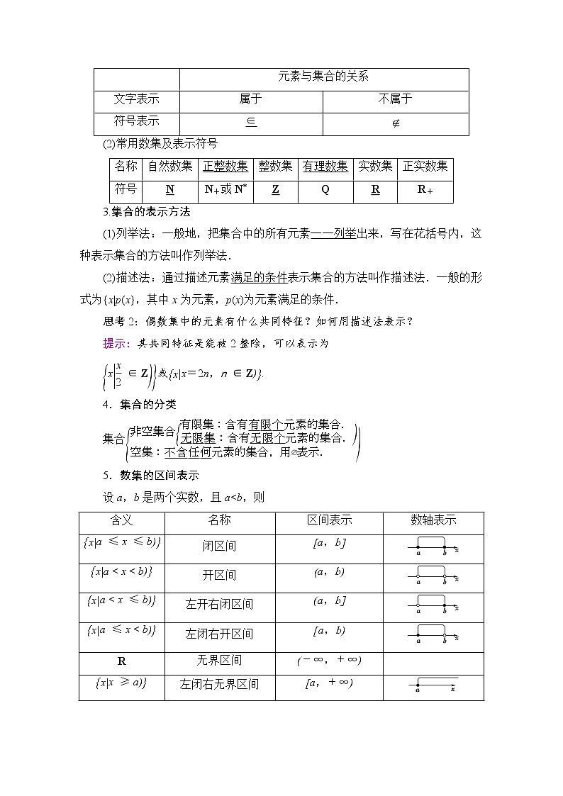 （新）北师大版数学必修第一册教学讲义：第1章 §1 1.1　集合的概念与表示02