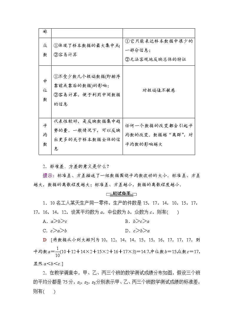 （新）北师大版数学必修第一册教学讲义：第6章 §4 4.1　样本的数字特征02