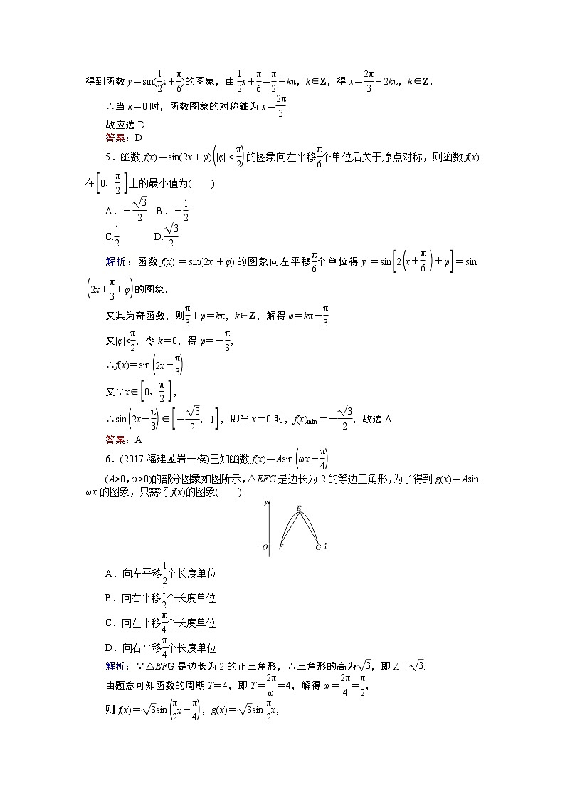 课时作业(二十) 函数y＝Asin(ωx＋φ)的图象及简单三角函数模型的应用 练习02