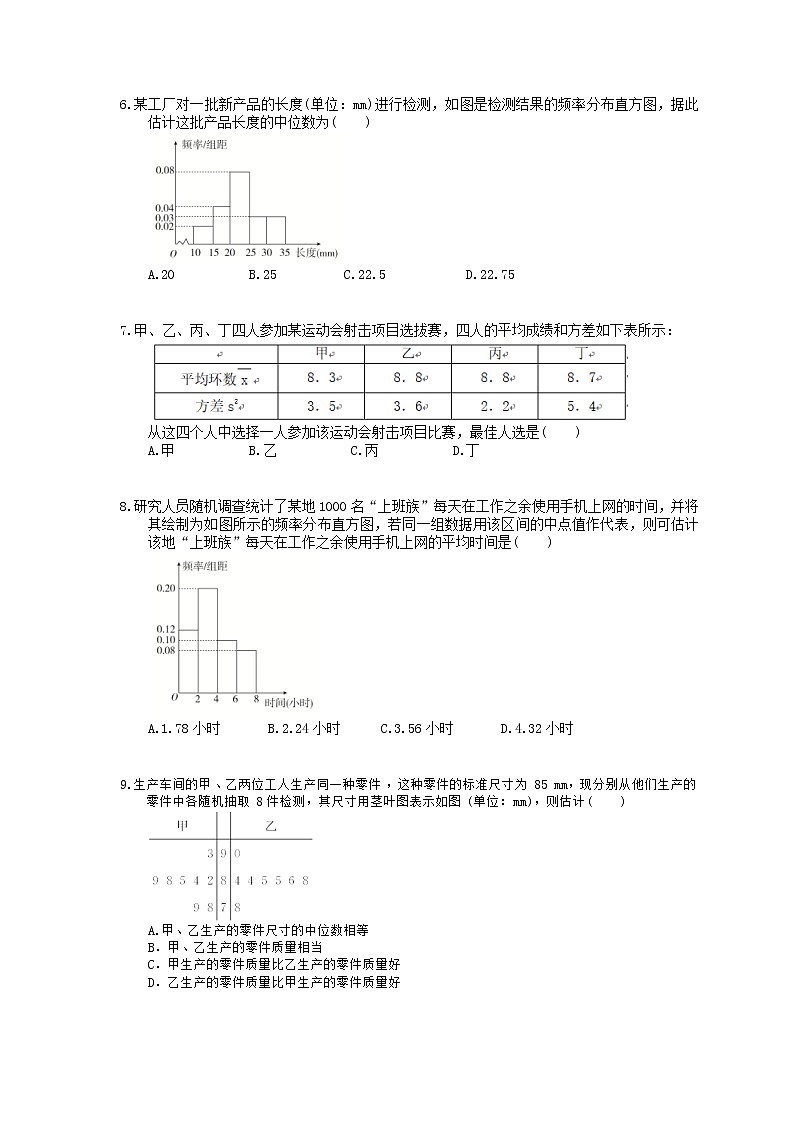 【高考复习】2020年高考数学(文数)  统计、统计案例 小题练（含答案解析）02