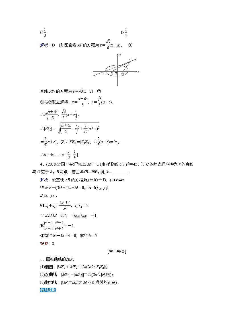 2020届高考数学二轮教师用书：层级二专题五第2讲　圆锥曲线的方程性质及与弦有关的问题02