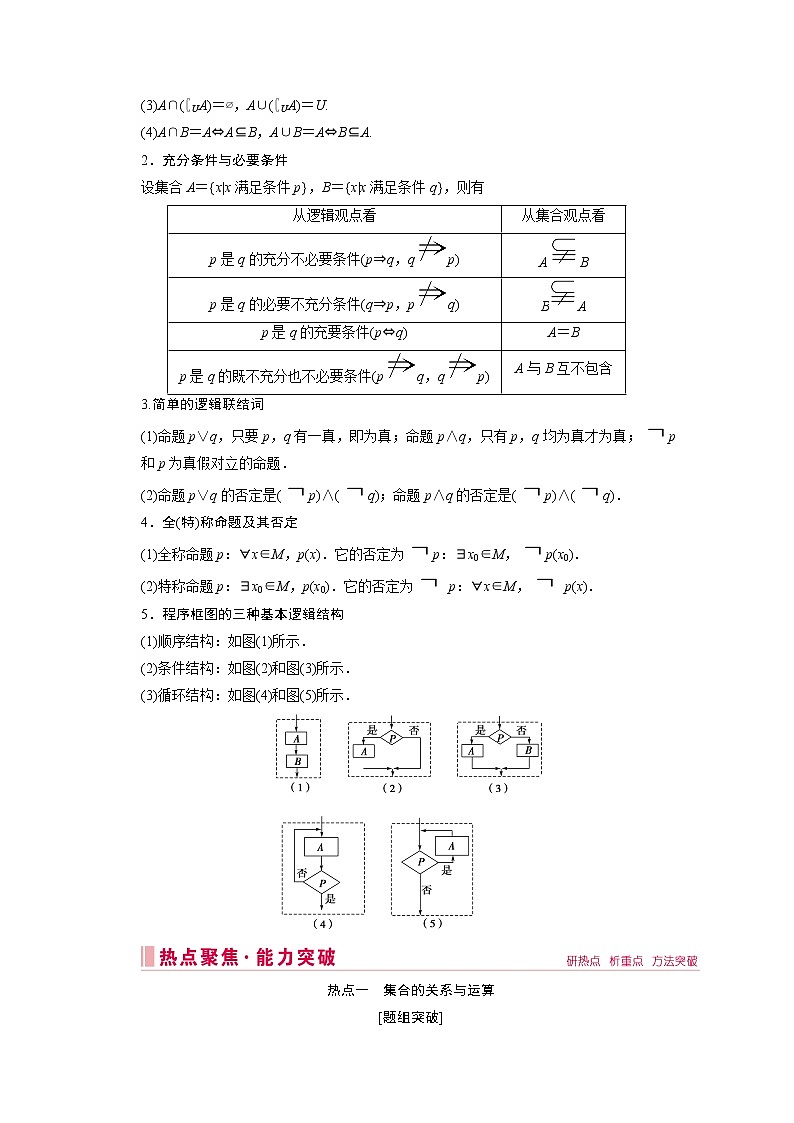 2020届高考数学二轮教师用书：层级一第一练集合与常用逻辑用语、算法03