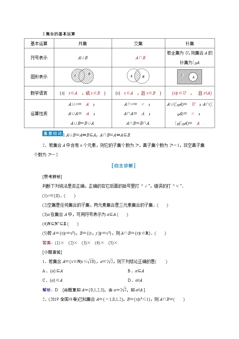 2020届高考数学二轮教师用书：第一章第1节　集合02