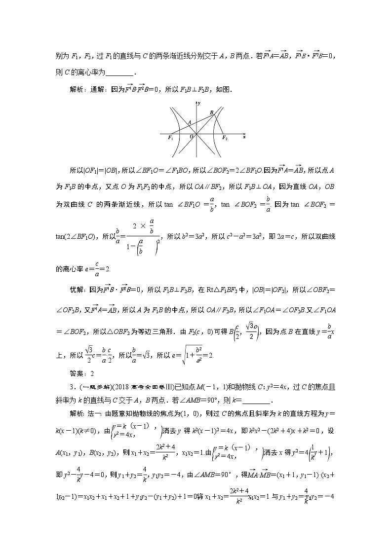 2020新课标高考数学二轮讲义：第二部分专题五第2讲　圆锥曲线的定义、方程与性质03