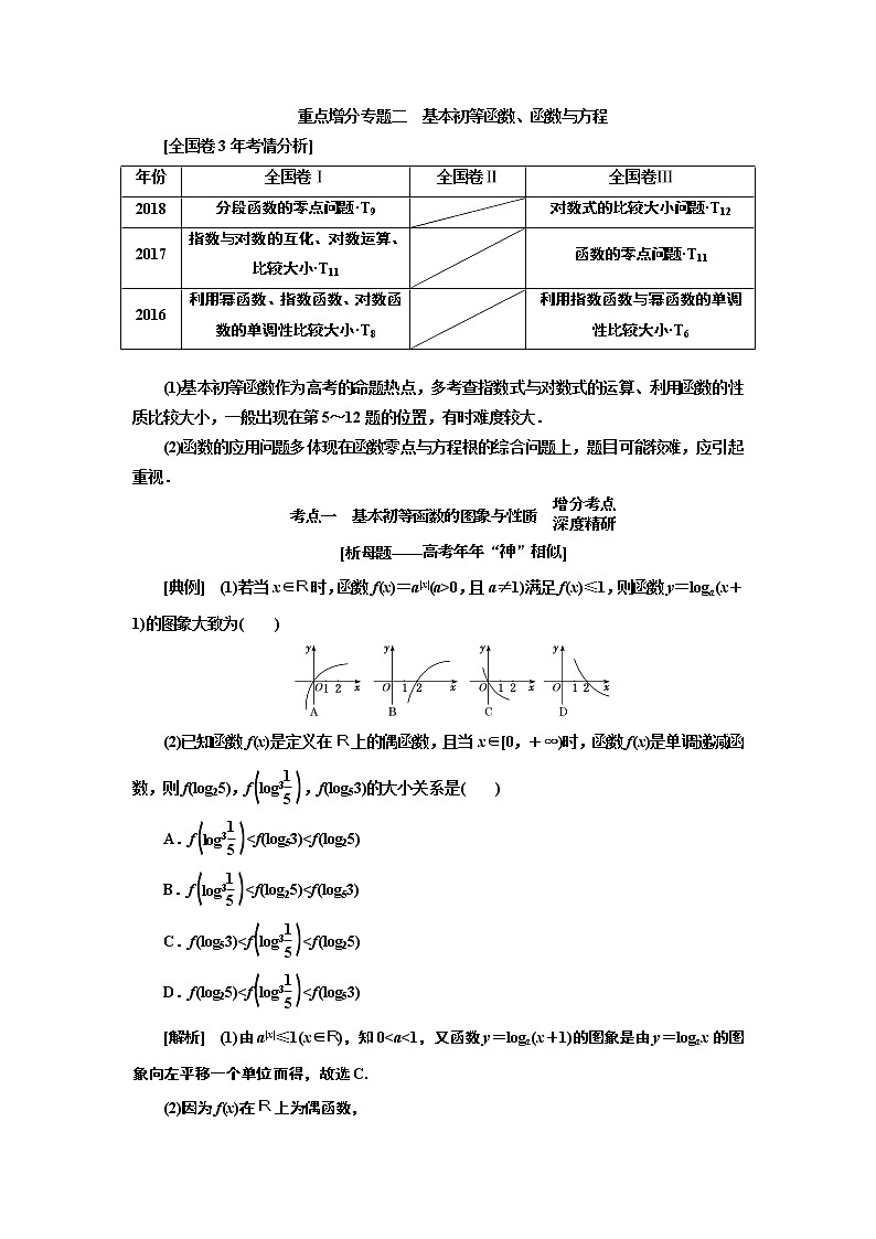 2019版二轮复习数学（理·普通生）通用版讲义：第一部分第二层级重点增分专题二基本初等函数、函数与方程01
