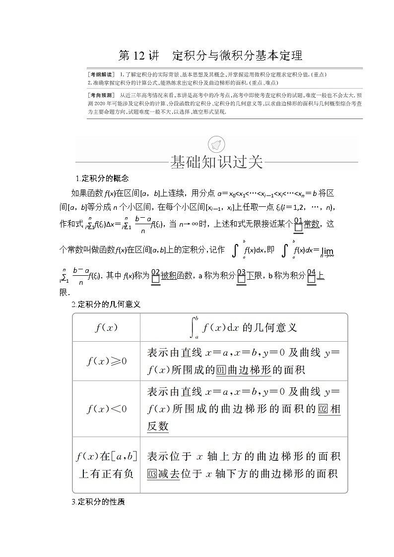 2020年高考数学理科一轮复习讲义：第2章函数、导数及其应用第12讲01