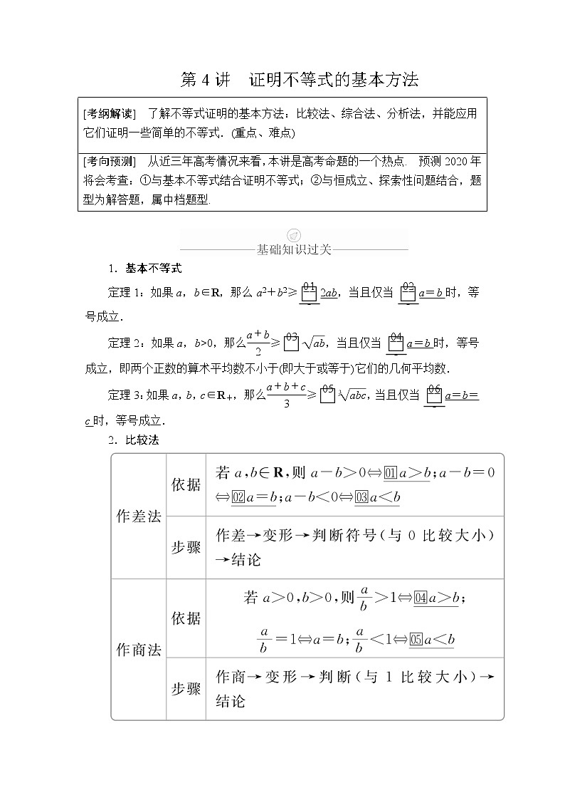 2020年高考数学理科一轮复习讲义：第12章选修4系列第4讲第1页