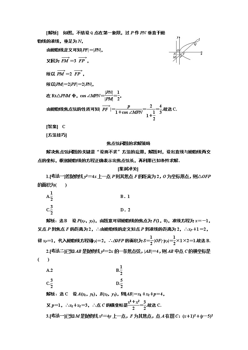 2020版高考新创新一轮复习数学新课改省份专用讲义：第八章第五节　抛物线03