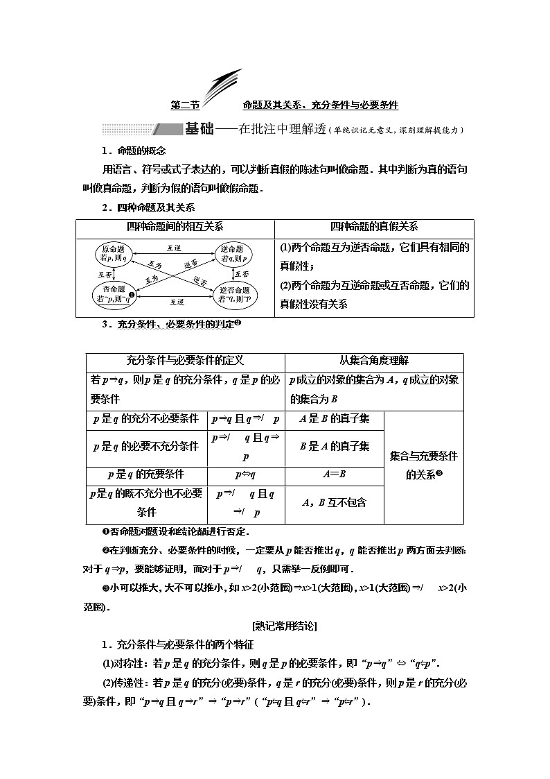 2020版新设计一轮复习数学（理）通用版讲义：第一章第二节命题及其关系、充分条件与必要条件01