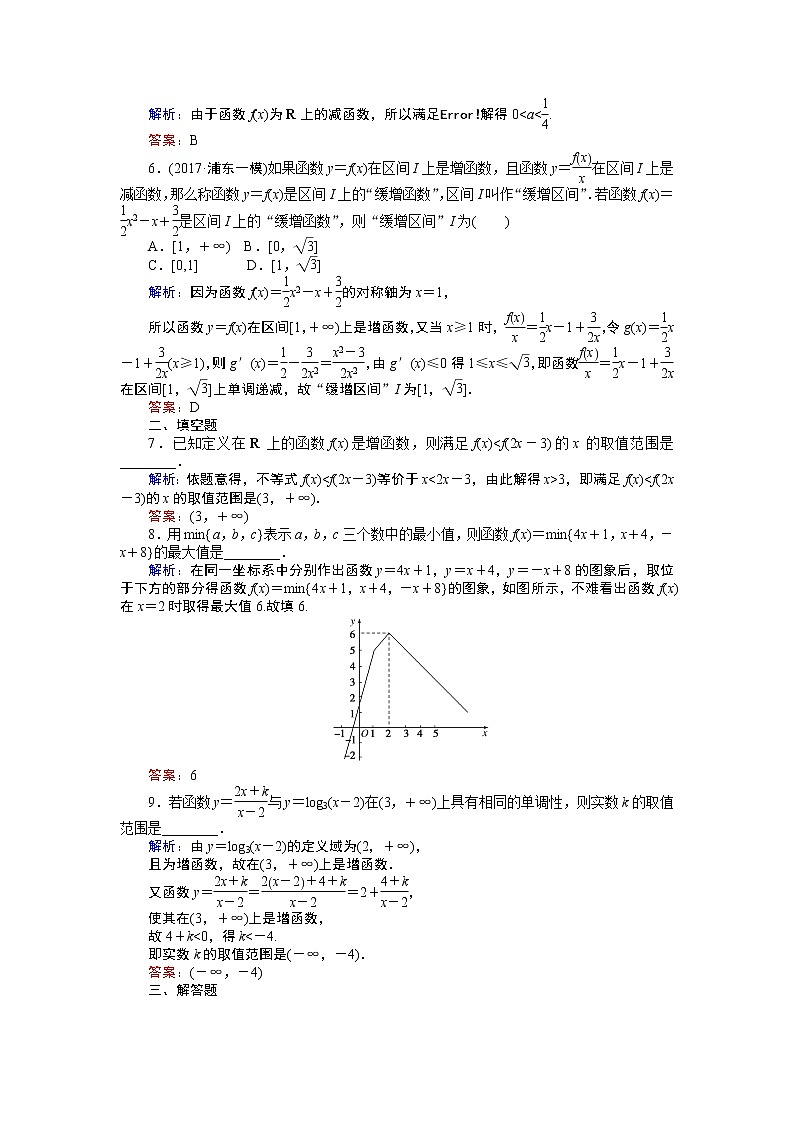 课时作业(五) 函数的单调性与最值第2页