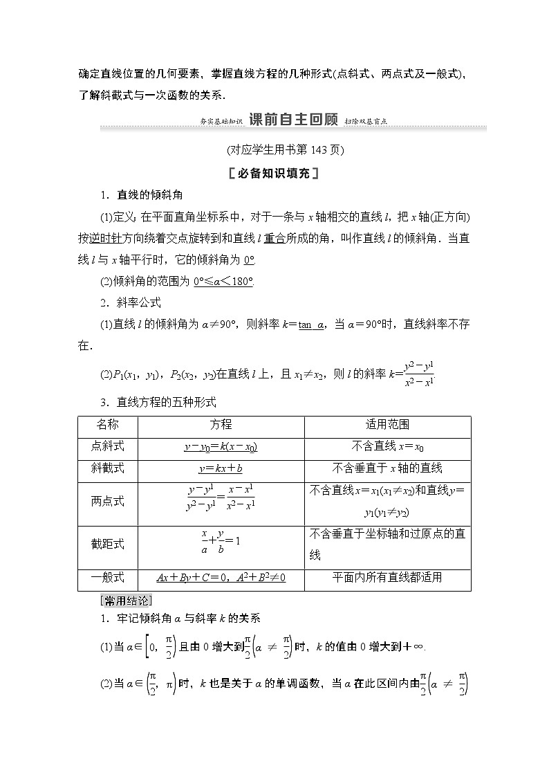2021高三数学北师大版（文）一轮教师用书：第9章第1节　直线的倾斜角与斜率、直线方程02