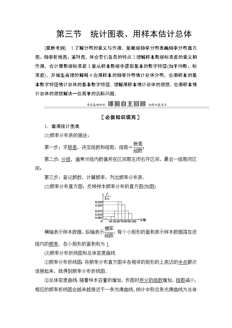 2021高三数学北师大版（理）一轮教师用书：第10章第3节统计图表、用样本估计总体第1页