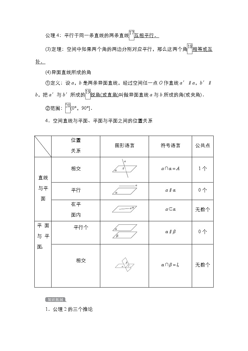 2021高三人教B版数学一轮（经典版）教师用书：第8章第3讲　空间点、直线、平面之间的位置关系02