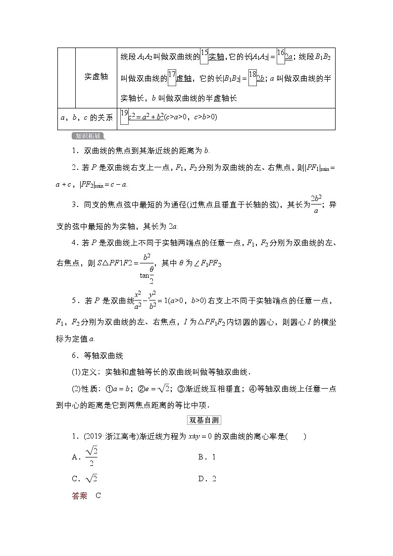 2021高三人教B版数学一轮（经典版）教师用书：第9章第6讲　双曲线02