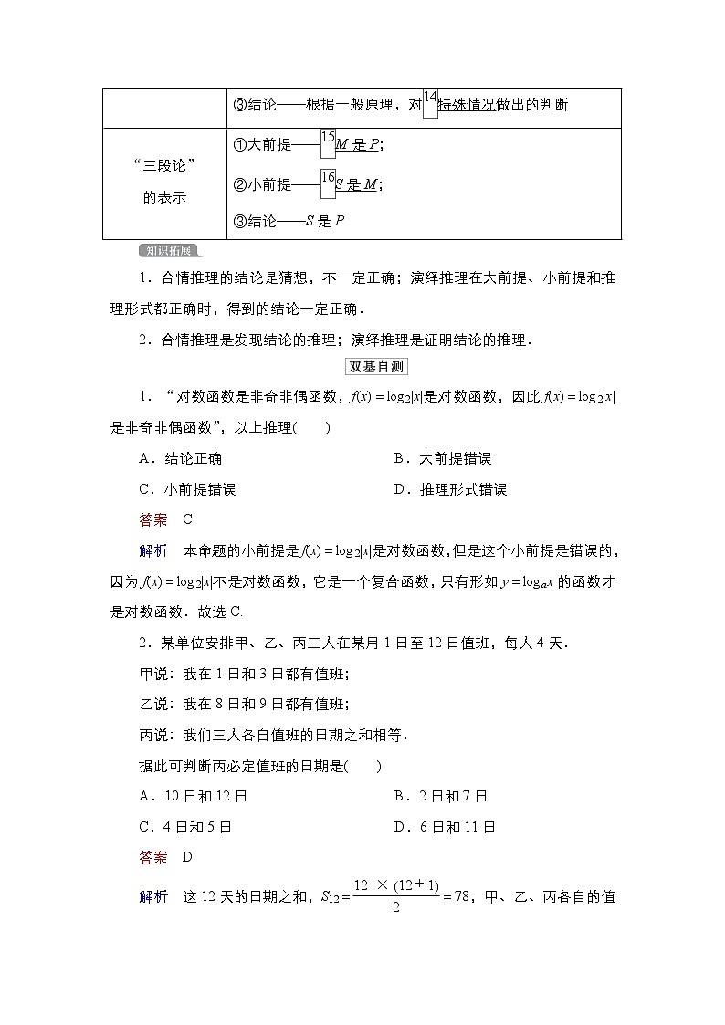 2021高三人教B版数学一轮（经典版）教师用书：第12章第3讲合情推理与演绎推理02
