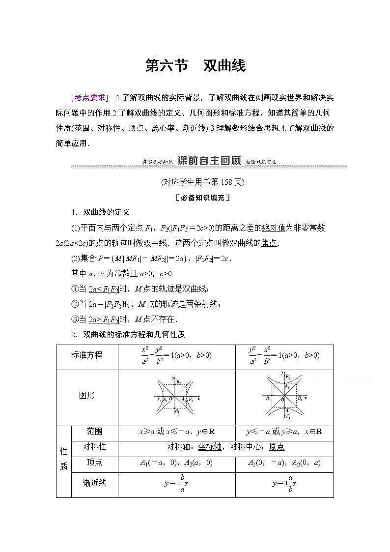 2021版新高考数学一轮教师用书：第8章第6节　双曲线01