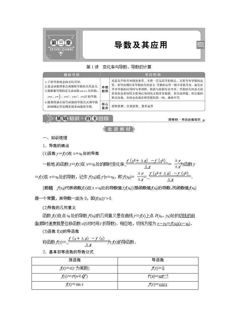 2021版高考文科数学（人教A版）一轮复习教师用书：第三章　第1讲　变化率与导数、导数的计算01