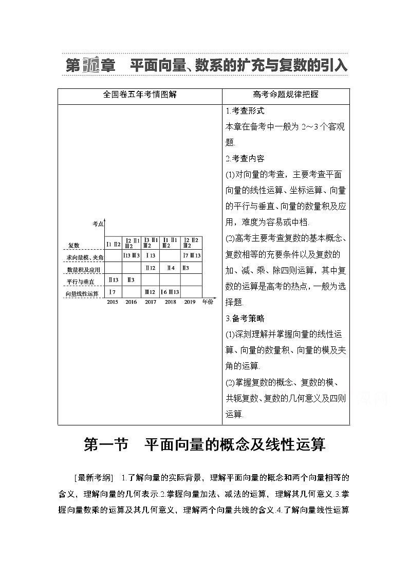 2021版高考数学苏教版一轮教师用书：5.1平面向量的概念及线性运算01