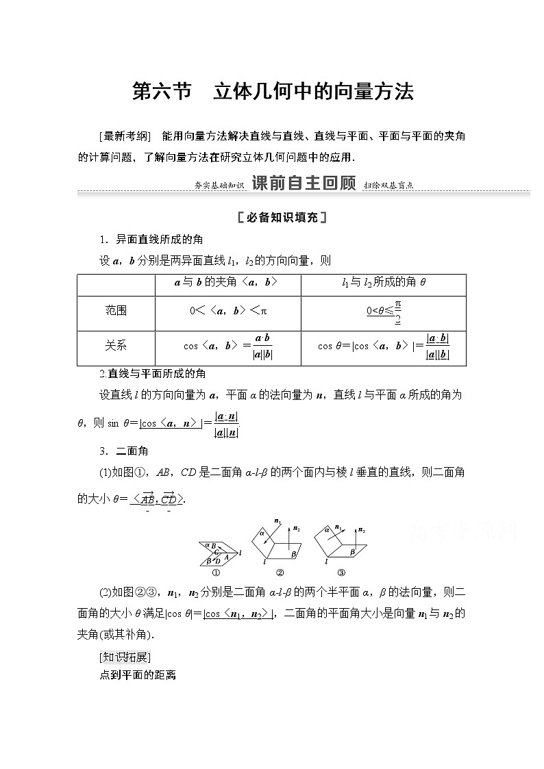 2021版高考数学苏教版一轮教师用书：7.6立体几何中的向量方法01